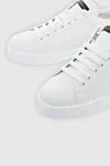 Dolce & Gabbana White leather sneakers for men - Decor: logo, coat of arms. Composition: 100% genuine leather. Clasp: lacing. Sole: height 2cm. Country of manufacture: Italy. Care: specialized cleaning - photo 5