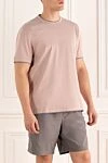 Brunello Cucinelli Мужская трикотажная футболка пастельно-розового цвета прямого кроя (уценка) - окантовка на воротнике и рукавах100% хлопок. Страна производитель: Италия. Уход: специализированная чистка - фото 3