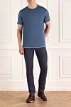Футболка из хлопка синяя мужская Brunello Cucinelli - окантовка на воротнике. 100% хлопок. Страна производитель: Италия. Уход: специализированная чистка - фото 2