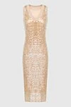 Brunello Cucinelli Beige dress for women - golden sequins. 55% jute, 35% cotton, 10% polyamide. Country of manufacture: Italy. Care: specialized cleaning - photo 1