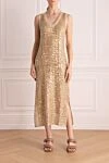 Beige dress for women Brunello Cucinelli - golden sequins. 55% jute, 35% cotton, 10% polyamide. Country of manufacture: Italy. Care: specialized cleaning - photo 2