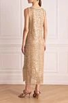 Beige dress for women Brunello Cucinelli - golden sequins. 55% jute, 35% cotton, 10% polyamide. Country of manufacture: Italy. Care: specialized cleaning - photo 4