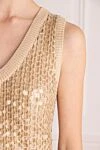 Brunello Cucinelli Beige dress for women - golden sequins. 55% jute, 35% cotton, 10% polyamide. Country of manufacture: Italy. Care: specialized cleaning - photo 5