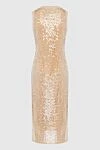 Beige dress for women Brunello Cucinelli - golden sequins. 55% jute, 35% cotton, 10% polyamide. Country of manufacture: Italy. Care: specialized cleaning - photo 6