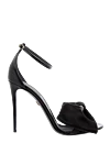 Dolce & Gabbana Women's black leather sandals with a bow - bow. genuine leather. buckle. Heel: 12 centimeters. Country of manufacture: Italy. Care: specialized cleaning - photo 1