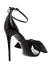 Women's black leather sandals with a bow Dolce & Gabbana - bow. genuine leather. buckle. Heel: 12 centimeters. Country of manufacture: Italy. Care: specialized cleaning - photo 4