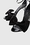 Dolce & Gabbana Women's black leather sandals with a bow - bow. genuine leather. buckle. Heel: 12 centimeters. Country of manufacture: Italy. Care: specialized cleaning - photo 5