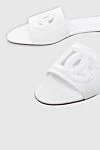 Women's leather slippers with an embossed logo, white Dolce & Gabbana - embossed logo, contrasting sole. leather. Country of manufacture: Italy. Care: specialized cleaning - photo 4