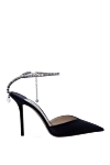 Jimmy Choo Босоніжки зі шкіри чорні жіночі - ланцюжки з кристалами, кристали на застібці. натуральна шкіра. пряжка. Каблук: 8 сантиметрів. Країна виробник: Италия. Догляд: спеціалізоване чищення - фото 1