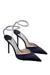 Jimmy Choo Босоніжки зі шкіри чорні жіночі - ланцюжки з кристалами, кристали на застібці. натуральна шкіра. пряжка. Каблук: 8 сантиметрів. Країна виробник: Италия. Догляд: спеціалізоване чищення - фото 3