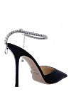 Босоніжки зі шкіри чорні жіночі Jimmy Choo - ланцюжки з кристалами, кристали на застібці. натуральна шкіра. пряжка. Каблук: 8 сантиметрів. Країна виробник: Италия. Догляд: спеціалізоване чищення - фото 4