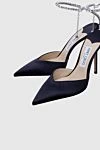 Jimmy Choo Босоніжки зі шкіри чорні жіночі - ланцюжки з кристалами, кристали на застібці. натуральна шкіра. пряжка. Каблук: 8 сантиметрів. Країна виробник: Италия. Догляд: спеціалізоване чищення - фото 5