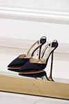Босоніжки зі шкіри чорні жіночі Jimmy Choo - ланцюжки з кристалами, кристали на застібці. натуральна шкіра. пряжка. Каблук: 8 сантиметрів. Країна виробник: Италия. Догляд: спеціалізоване чищення - фото 6