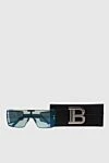 Balmain Men's black square glasses with logo on the temple - Frame color: black. blue. Decoration: logo on the bracket. titanium, plastic. Country of manufacture: Italy. Care: specialized cleaning - photo 5