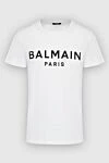 Balmain White cotton T-shirt for men - Decor: logo print. Composition: 100% cotton. Country of manufacture: Italy. Care: specialized cleaning - photo 1