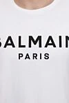 Balmain White cotton T-shirt for men - logo print. 100% cotton. Country of manufacture: Italy. Care: specialized cleaning - photo 5