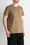 Balmain Beige cotton T-shirt for men - logo print. 100% cotton. Country of manufacture: Italy. Care: specialized cleaning - photo 3