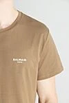 Balmain Beige cotton T-shirt for men - logo print. 100% cotton. Country of manufacture: Italy. Care: specialized cleaning - photo 5