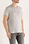 Balmain Gray cotton T-shirt for men - logo. 100% cotton. Country of manufacture: Italy. Care: specialized cleaning - photo 3