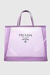 Prada Women's purple tote bag with black logo - logo print. polyamide. zipper. Country of manufacture: Italy. Care: specialized cleaning - photo 1