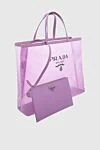 Prada Women's purple tote bag with black logo - logo print. polyamide. zipper. Country of manufacture: Italy. Care: specialized cleaning - photo 3