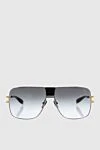 Balmain Men's gray square glasses with golden temples - Frame color: golden. gray. titanium, plastic. Country of manufacture: Italy. Care: specialized cleaning - photo 1