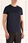 Balmain Cotton T-shirt blue for men - logo. 100% cotton. Country of manufacture: Italy. Care: specialized cleaning - photo 3