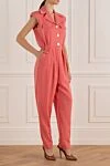 Balmain Pink wool jumpsuit for women - 100% wool. Closure: buttons. two chest pockets, two back pockets. Country of manufacture: Italy. Care: specialized cleaning - photo 3