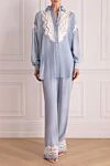 Blue viscose pantsuit for women Ermanno Scervino - lace inserts. 100% viscose. Closure: buttons. two trouser pockets. Country of manufacture: Italy. Care: specialized cleaning - photo 2