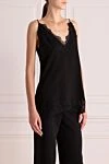 Ermanno Scervino Women's black silk top - lace inserts. 100% silk. Country of manufacture: Italy. Care: specialized cleaning - photo 3