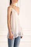 Ermanno Scervino White silk top for women - lace inserts. 100% silk. Country of manufacture: Italy. Care: specialized cleaning - photo 3