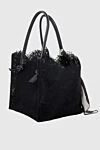 Ermanno Scervino Black bag for women - logo, lace. zipper. 74% polyamide, 13% viscose, 12% cotton. Country of manufacture: Italy. Care: specialized cleaning - photo 3