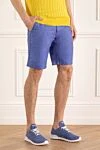 Zilli Blue linen shorts for men - 100% linen. Fastener: zipper, button. two side pockets, two back pockets. Country of manufacture: Italy. Care: specialized cleaning - photo 3