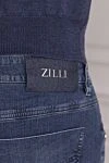 Zilli Blue cotton jeans for men - logo, worn effect. 98% cotton, 2% elastane. Closure: button, zipper. Three side pockets, two back pockets. Country of manufacture: Italy. Care: specialized cleaning - photo 5