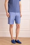 Zilli Blue linen shorts for men - 100% linen. Fastener: zipper, button. two side pockets, two back pockets. Country of manufacture: Italy. Care: specialized cleaning - photo 3