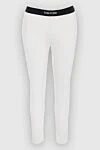 Tom Ford White cotton pants for women - contrasting elastic waistband with logo, zippers on trouser legs. 99% cotton, 1% elastane. elastic belt. Country of manufacture: Italy. Care: specialized cleaning - photo 1