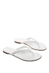 Gianvito Rossi Women's leather flip-flops with weaving, white - contrasting sole, woven straps. leather. Country of manufacture: Italy. Care: specialized cleaning - photo 3