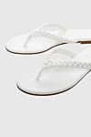 Gianvito Rossi Women's leather flip-flops with weaving, white - contrasting sole, woven straps. leather. Country of manufacture: Italy. Care: specialized cleaning - photo 5