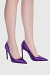 Women's bright purple high-heeled shoes Tom Ford - logo on the insole. satin, leather. Heel height: 11 centimeters. Country of manufacture: Italy. Care: specialized cleaning - photo 2