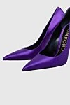 Tom Ford Women's bright purple high-heeled shoes - logo on the insole. satin, leather. Heel height: 11 centimeters. Country of manufacture: Italy. Care: specialized cleaning - photo 5