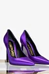 Tom Ford Women's bright purple high-heeled shoes - logo on the insole. satin, leather. Heel height: 11 centimeters. Country of manufacture: Italy. Care: specialized cleaning - photo 7