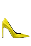 Tom Ford Women's bright yellow high-heeled shoes - logo on the insole. satin, leather. Heel height: 11 centimeters. Country of manufacture: Italy. Care: specialized cleaning - photo 1