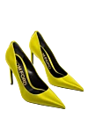 Tom Ford Women's bright yellow high-heeled shoes - logo on the insole. satin, leather. Heel height: 11 centimeters. Country of manufacture: Italy. Care: specialized cleaning - photo 3