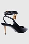 Women's black leather sandals with gold-plated lock Tom Ford - gold-plated decorative lock, pointed toe. genuine leather. buckle. Country of manufacture: Italy. Care: specialized cleaning - photo 4