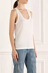 Tom Ford Women's white T-shirt - 78% viscose, 14% polyamide, 8% elastane. Country of manufacture: Italy. Care: specialized cleaning - photo 3