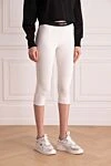 Tom Ford White leggings from modal for women - contrast belt with logo. 97% modal, 3% elastane. elastic belt. Country of manufacture: Italy. Care: specialized cleaning - photo 3