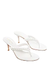 Gianvito Rossi Women's white leather sandals with braided straps - weaving. genuine leather. Country of manufacture: Italy. Care: specialized cleaning - photo 3