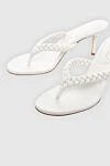 Gianvito Rossi Women's white leather sandals with braided straps - weaving. genuine leather. Country of manufacture: Italy. Care: specialized cleaning - photo 5