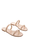 Gianvito Rossi Women's leather slippers with weaving, beige - woven straps. leather. Country of manufacture: Italy. Care: specialized cleaning - photo 3