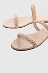 Gianvito Rossi Women's leather slippers with weaving, beige - woven straps. leather. Country of manufacture: Italy. Care: specialized cleaning - photo 5